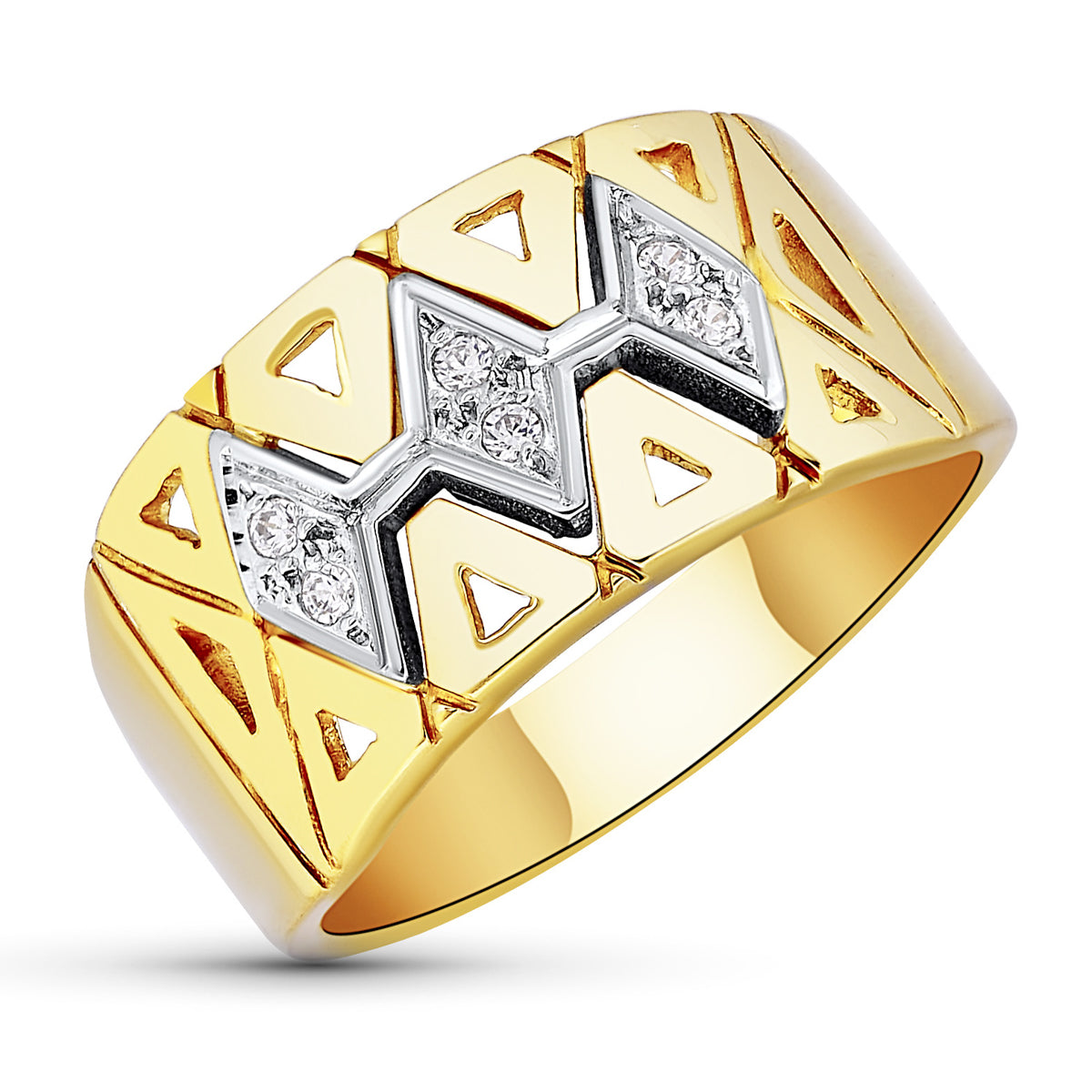 Opening Ring in 18K Two-tone Gold with Diamond Width: 10.5 mm