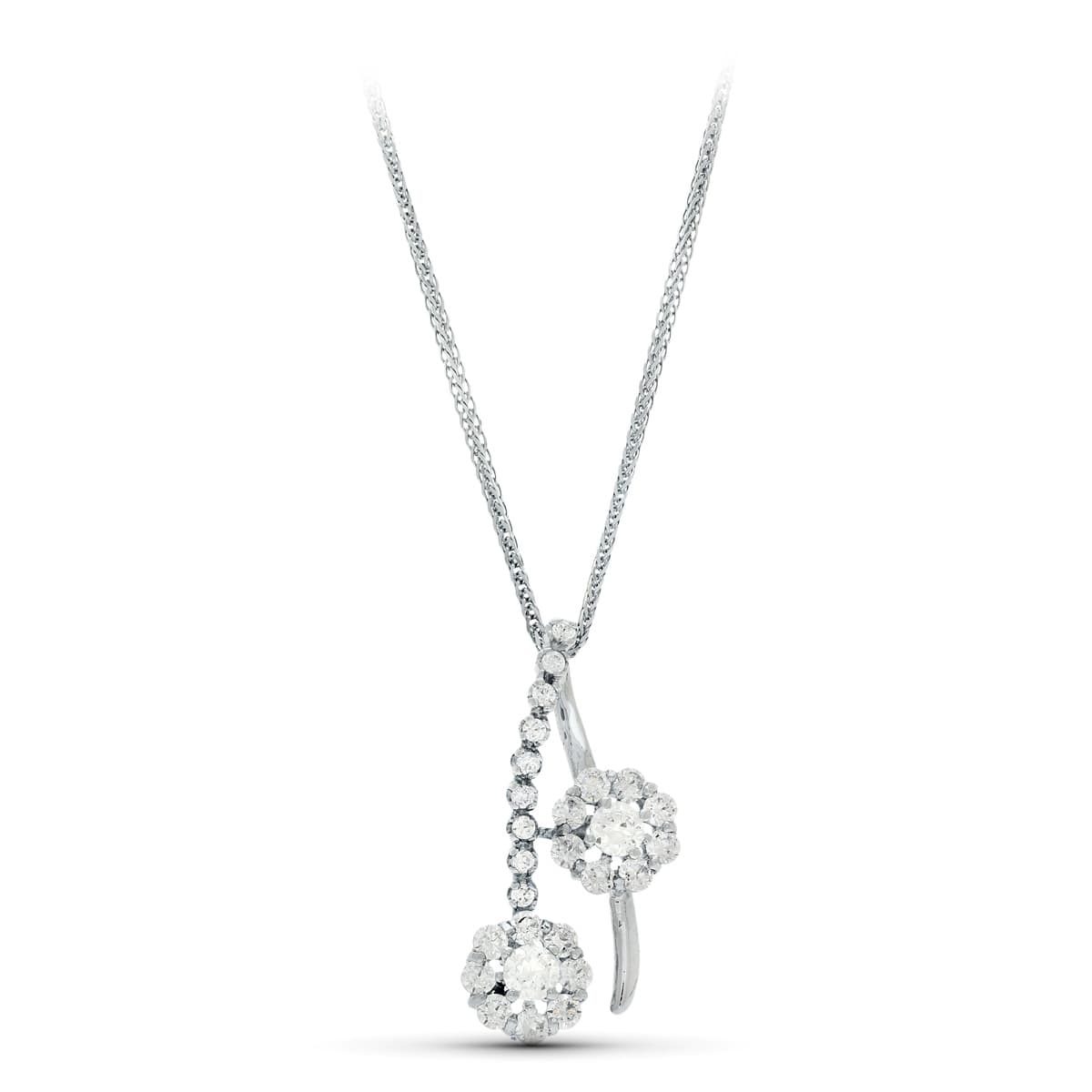 18K Collier en Or Blanc & Zircon 26X14MM 45CM
