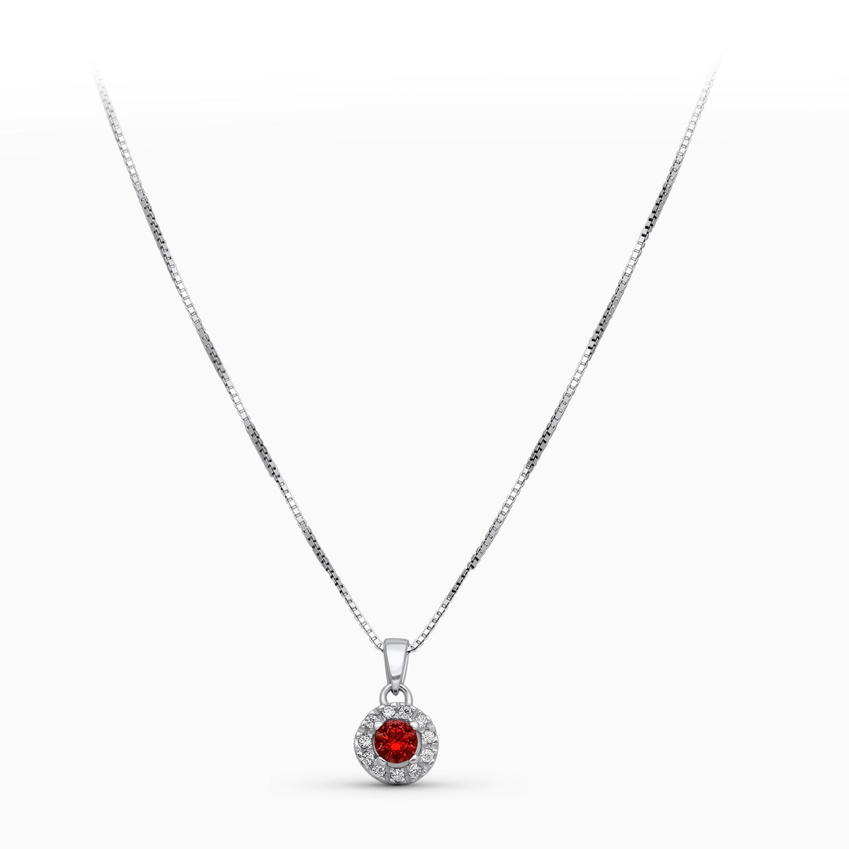 18K Collier Or Blanc et Zircons Chaine Venetienne