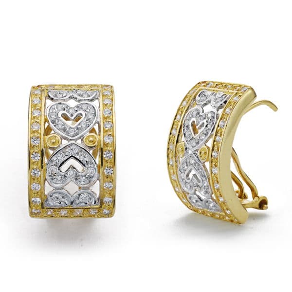 Pendientes Circonitas Omega Bicolor 18K 20X12 mm