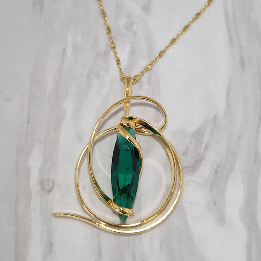 Navette - Emerald - Gold - Necklace - Andrea Marazzini