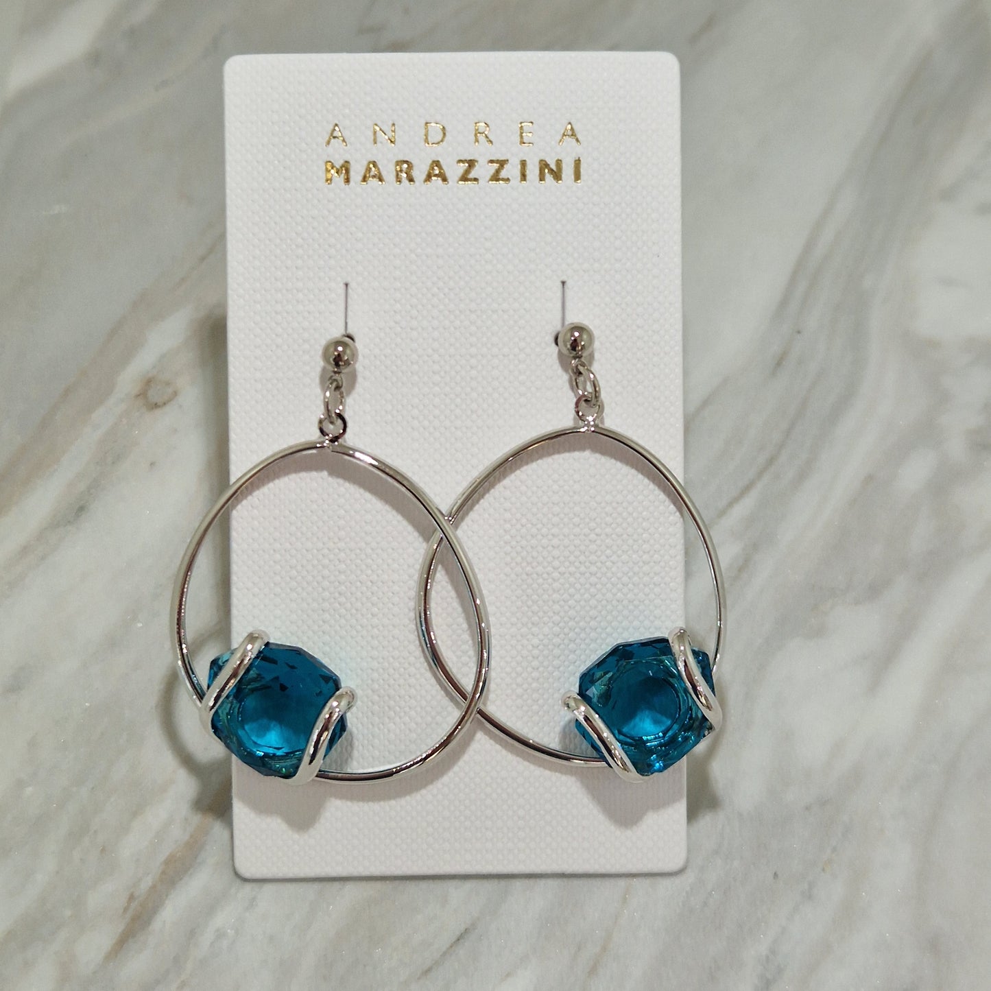 Musa - Turquoise - Argenté - Boucles d'oreilles - Andrea Marazzini