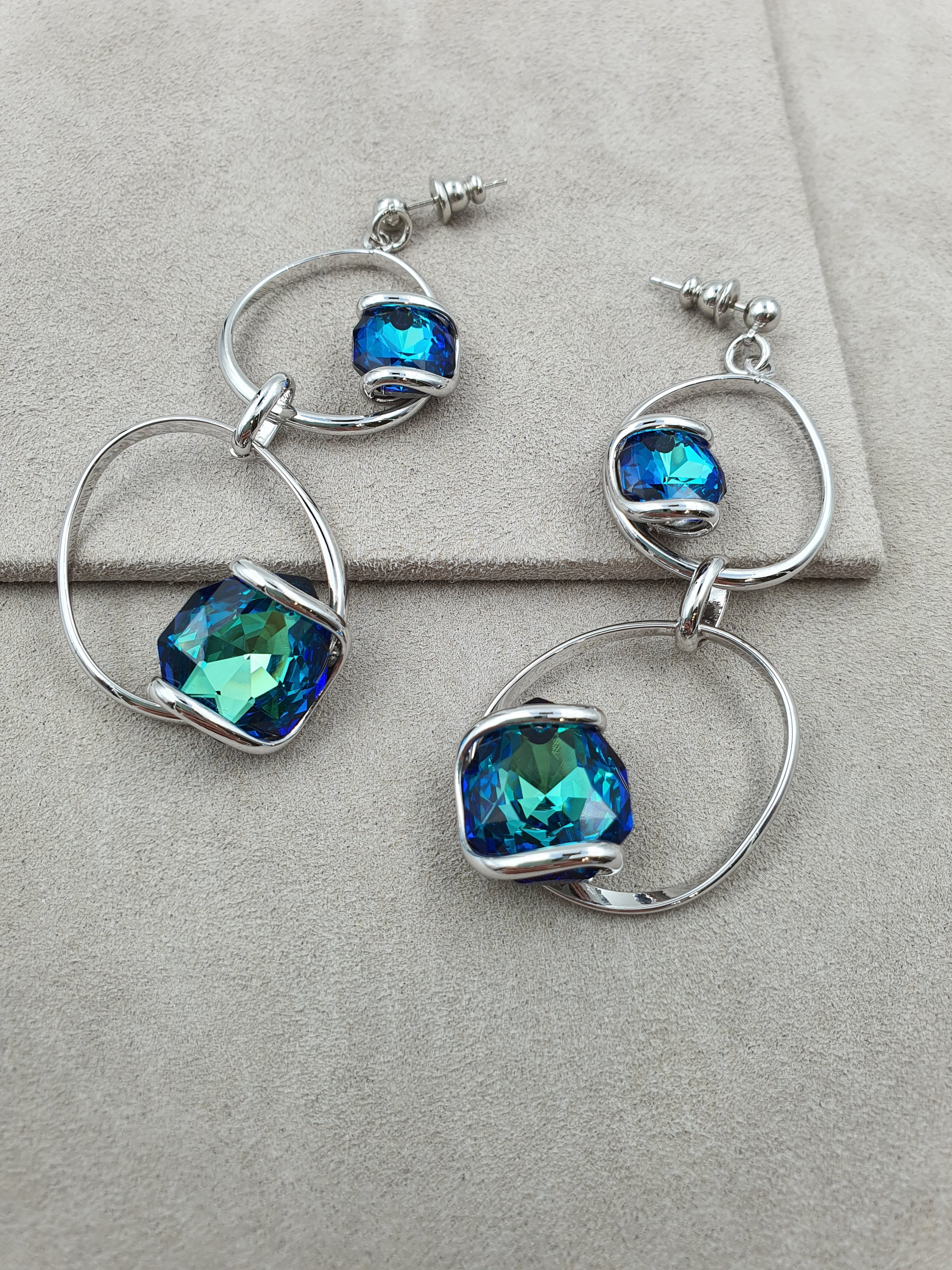 Musa - Bermuda Blue - Silver - Earrings - Andrea Marazzini
