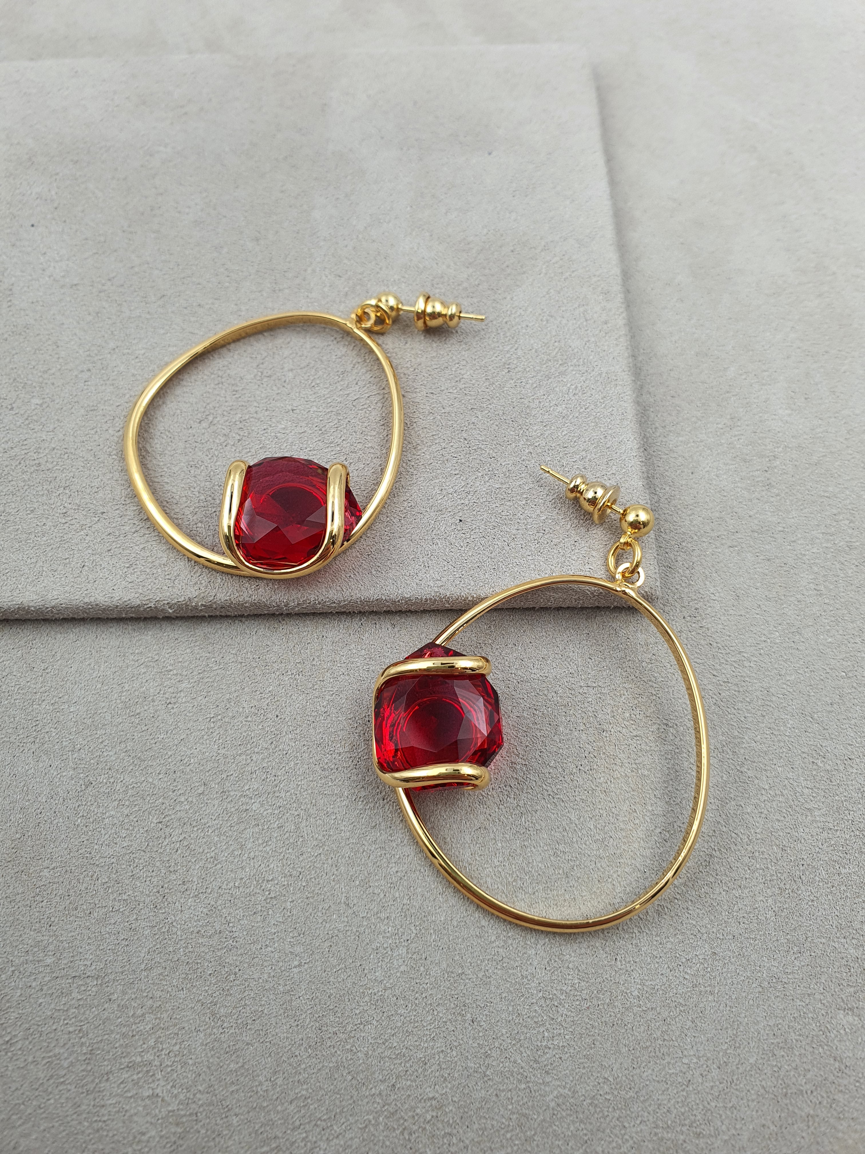 Musa - Red - Gold - Earrings - Andrea Marazzini