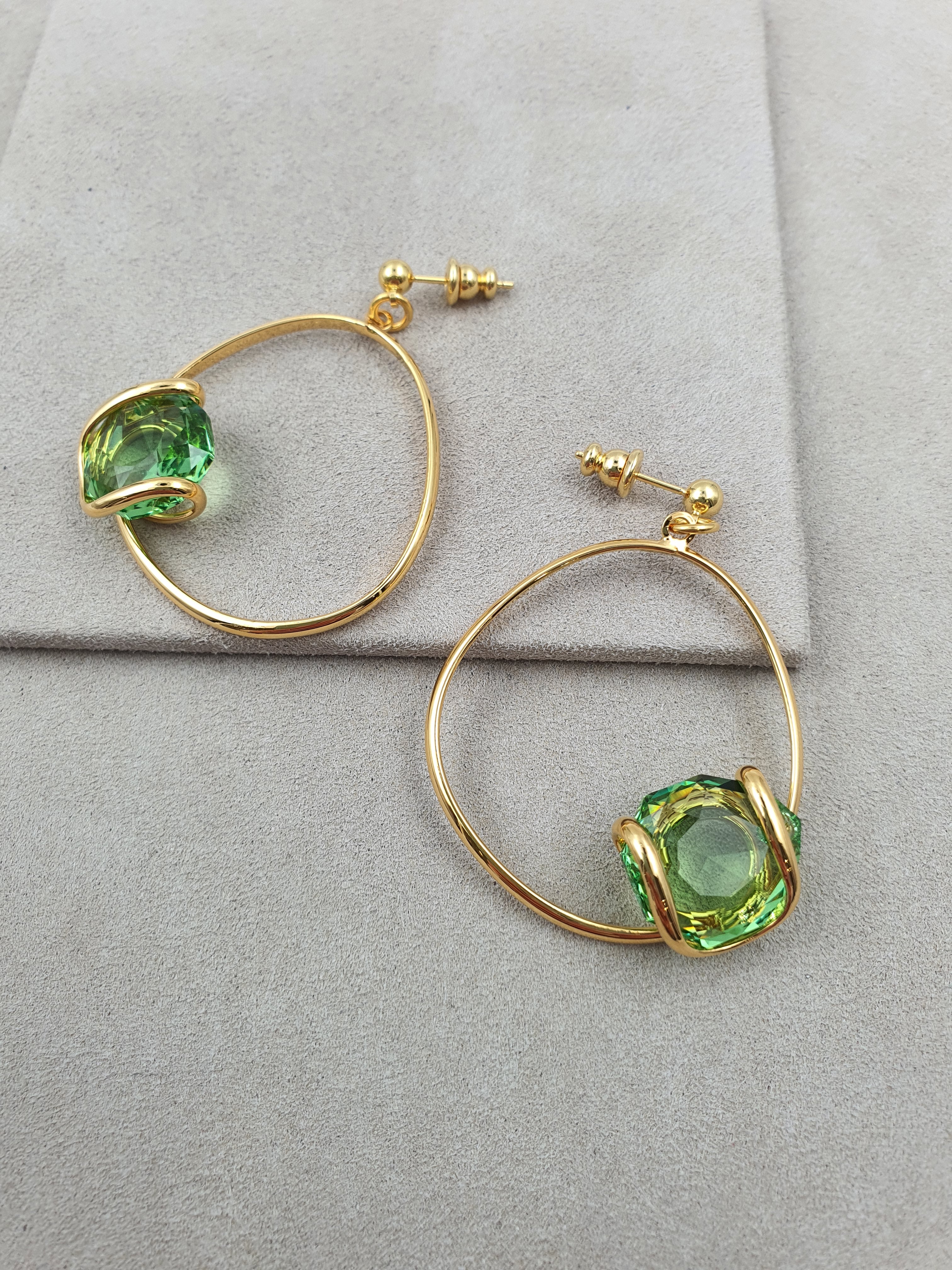 Musa - Peridot Green - Gold - Earrings - Andrea Marazzini