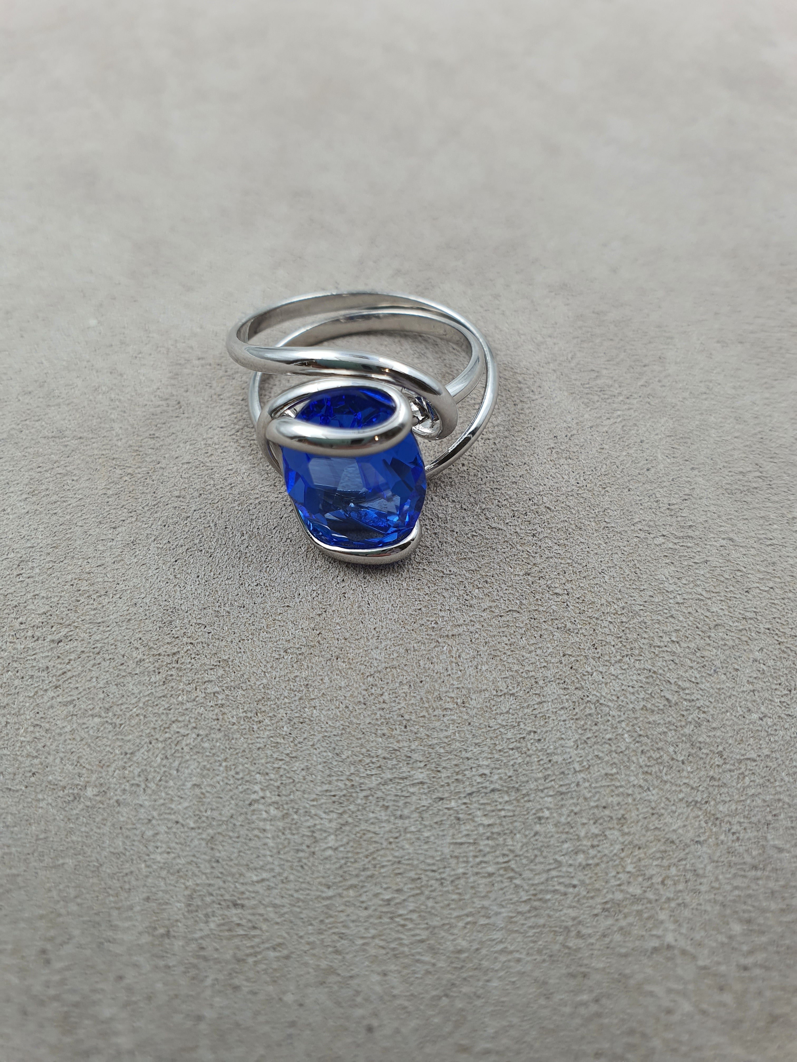 Mini - Blue Sapphire - Silver - Ring - Andrea Marazzini