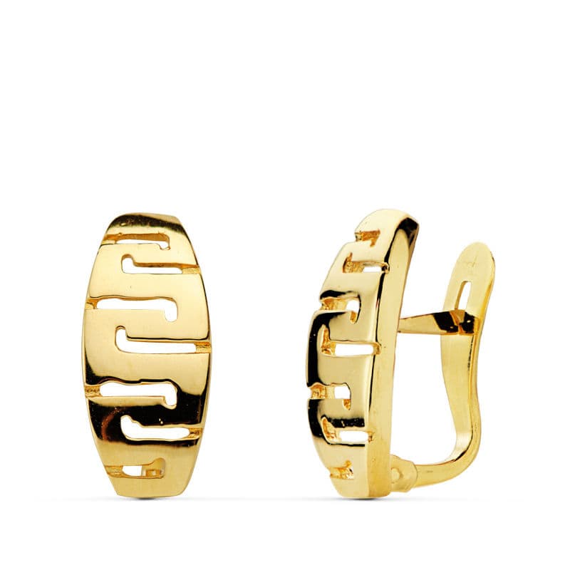 Pendientes Greca Oro Amarillo 18K 13X6 mm Cierre Catalán