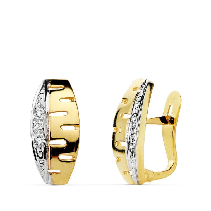 Pendientes de Oro Bicolor de 18K con Cierre Catalán