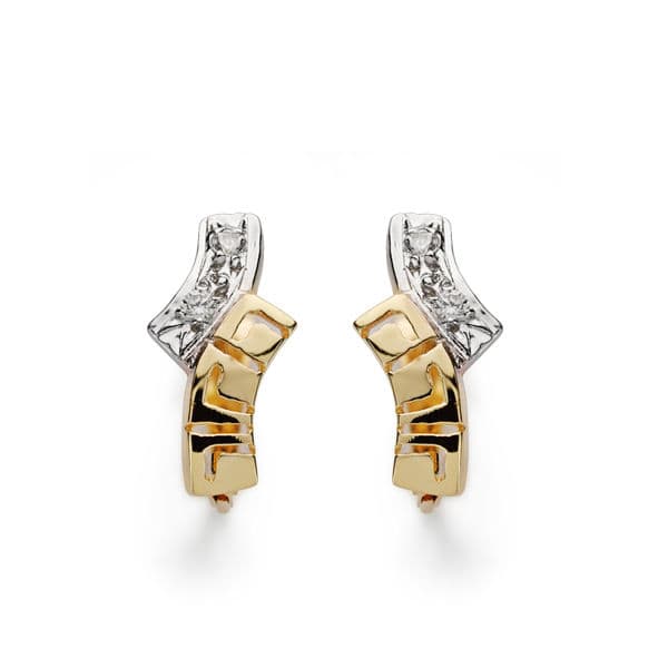 Pendientes Oro Bicolor 18K Cierre Catalán 13X6MM