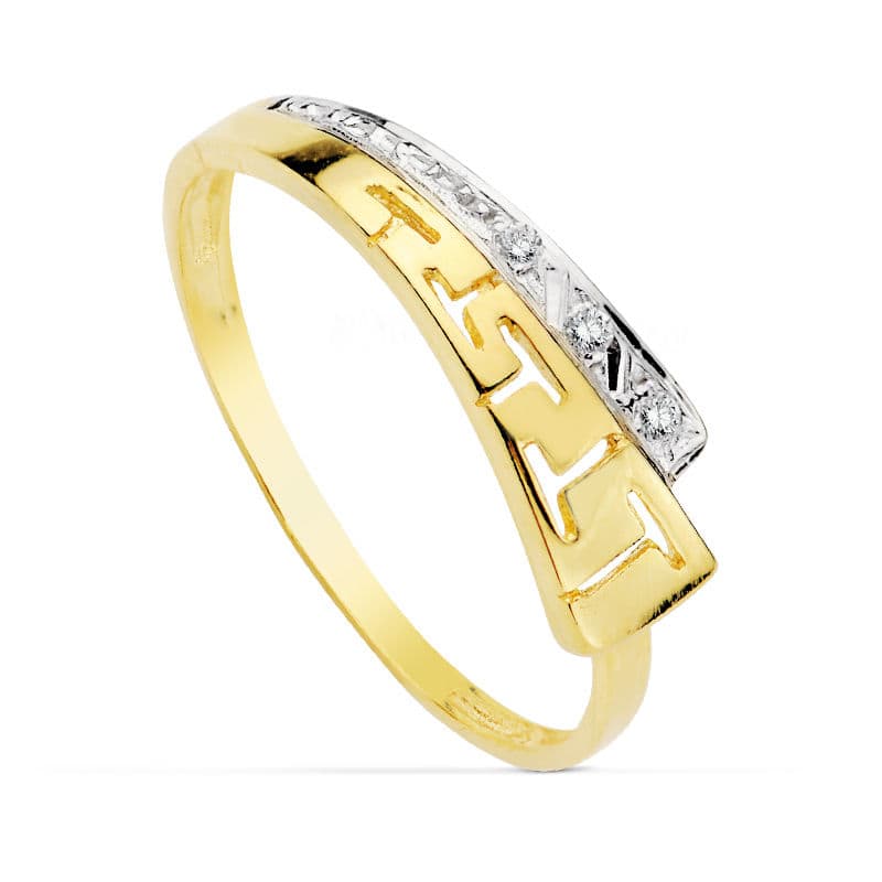 18K Bague en Or Bicolore