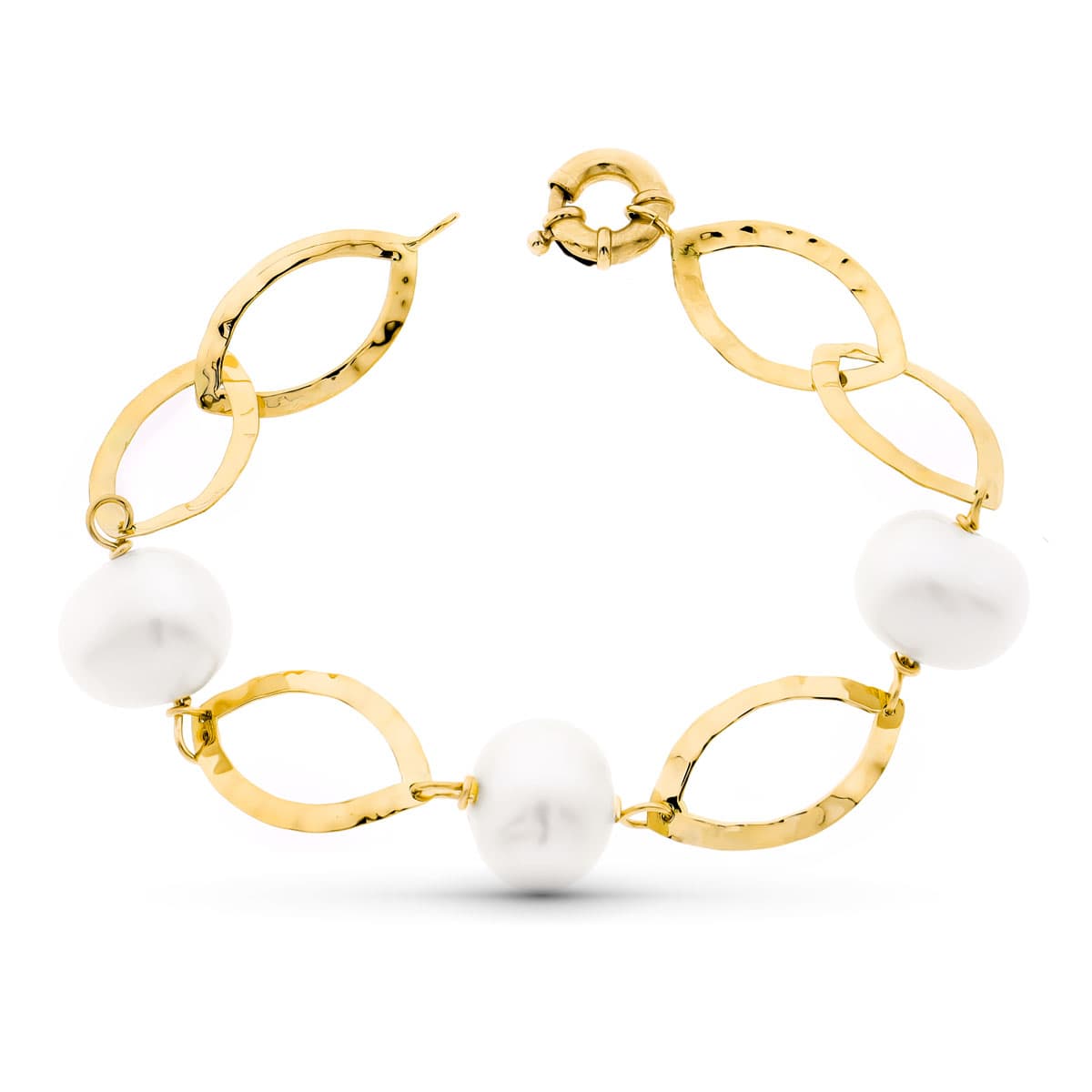 18K Pulsera Oro Rosa 18CM s perlovými kultivátory 15 mm