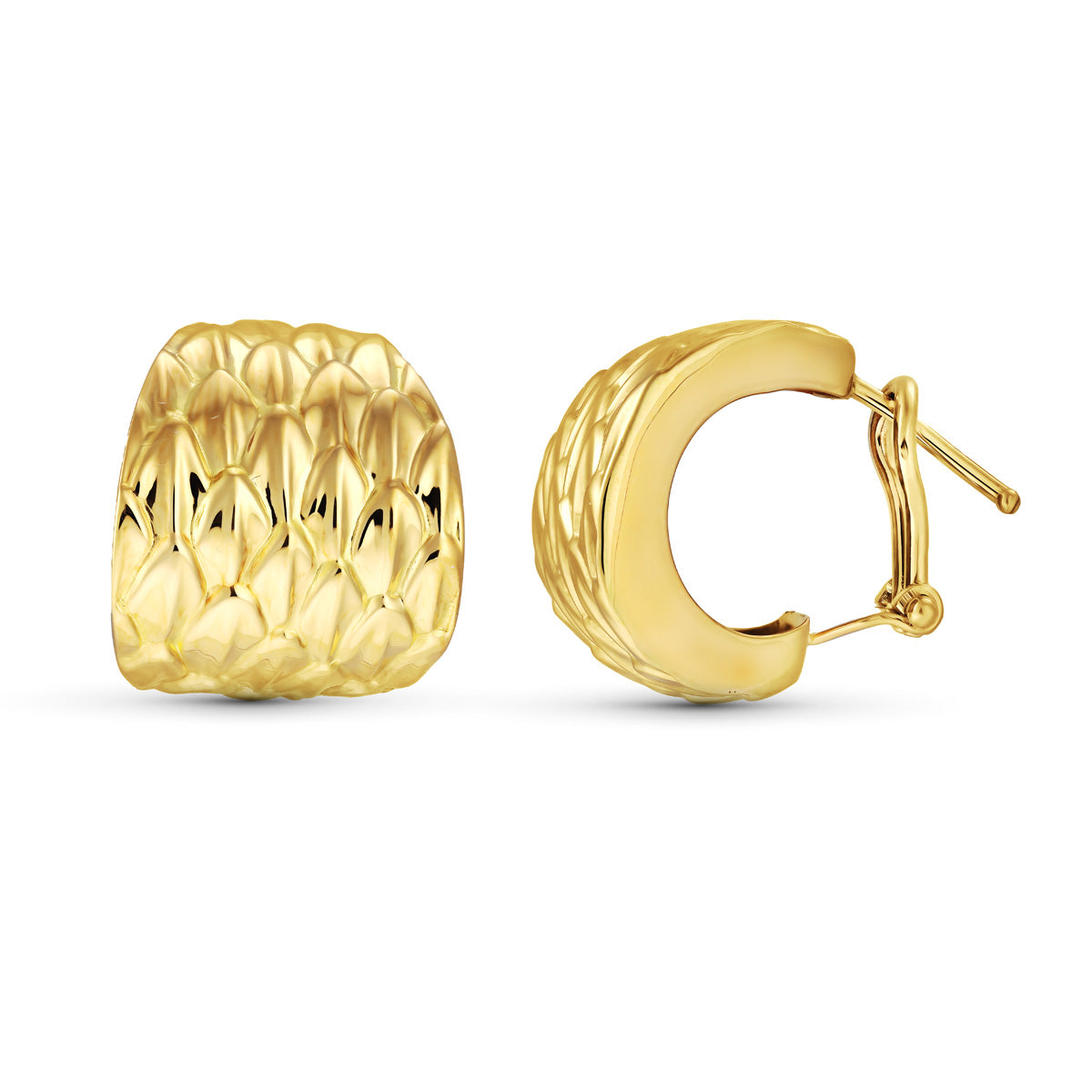 Boucles d'oreilles Or Jaune 18K DIAMANTÉE18X17 mm Fermoir Omega