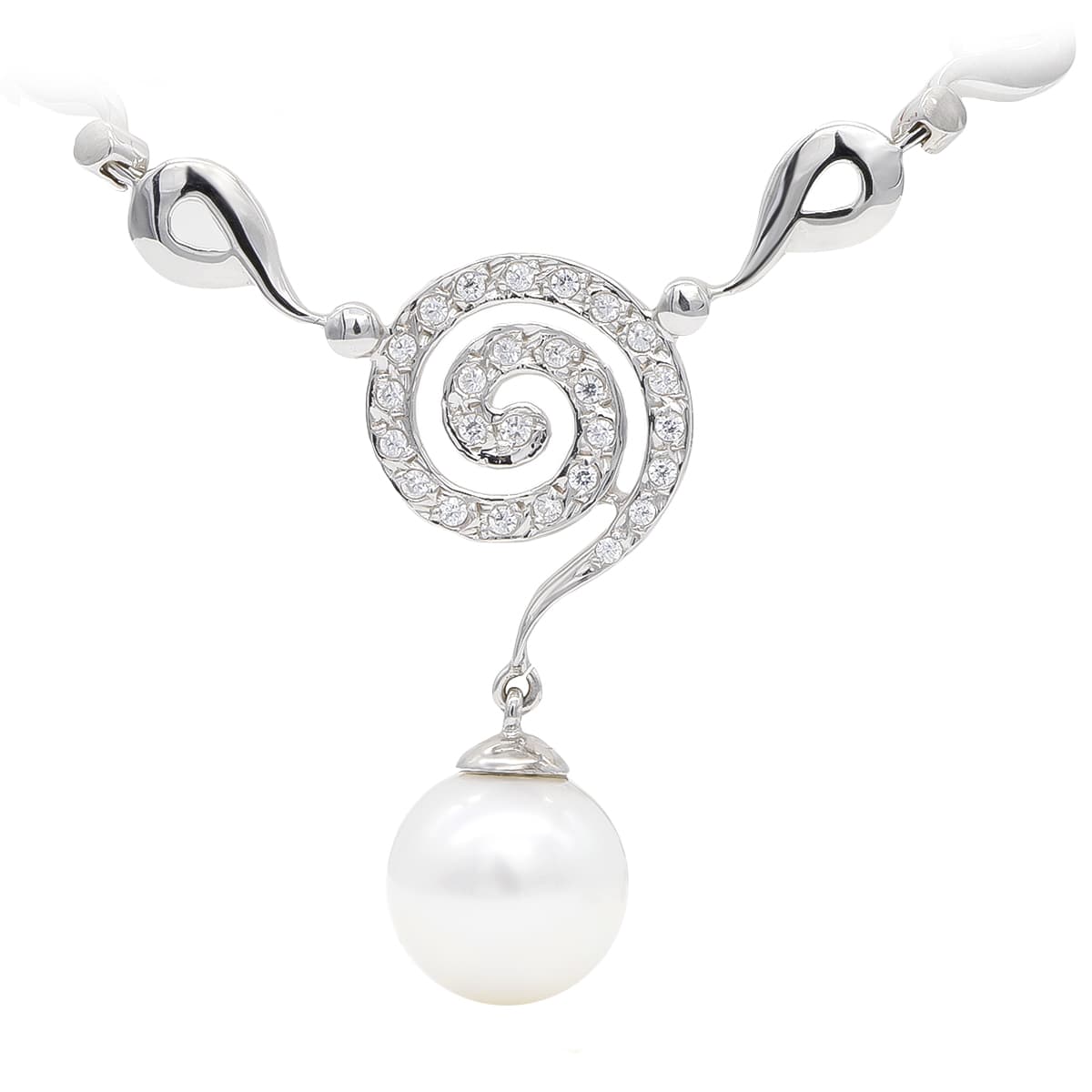 Colar de pérolas em ouro branco 18K 45 cm
