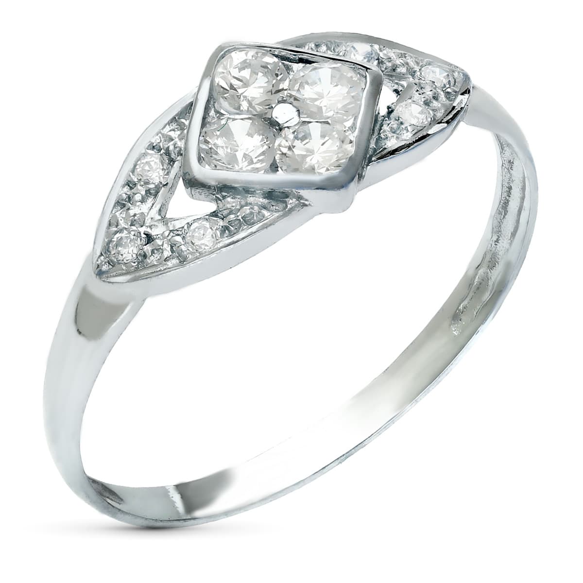 Bague Rhombus en Or Blanc 18K avec Zircone Largeur 7 mm