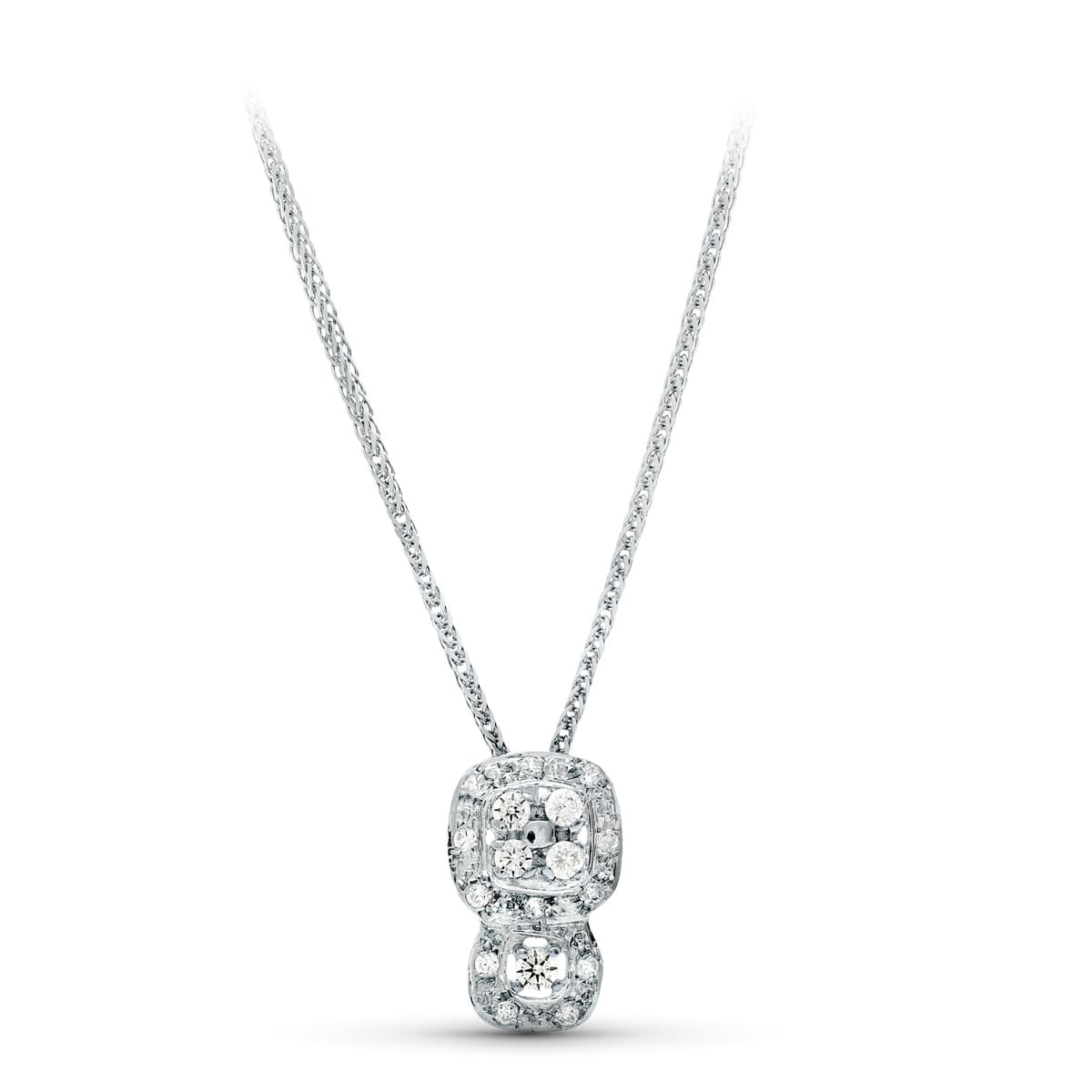 18K Collier en Or Blanc & Pavé de Zircons 15X19MM 42CM