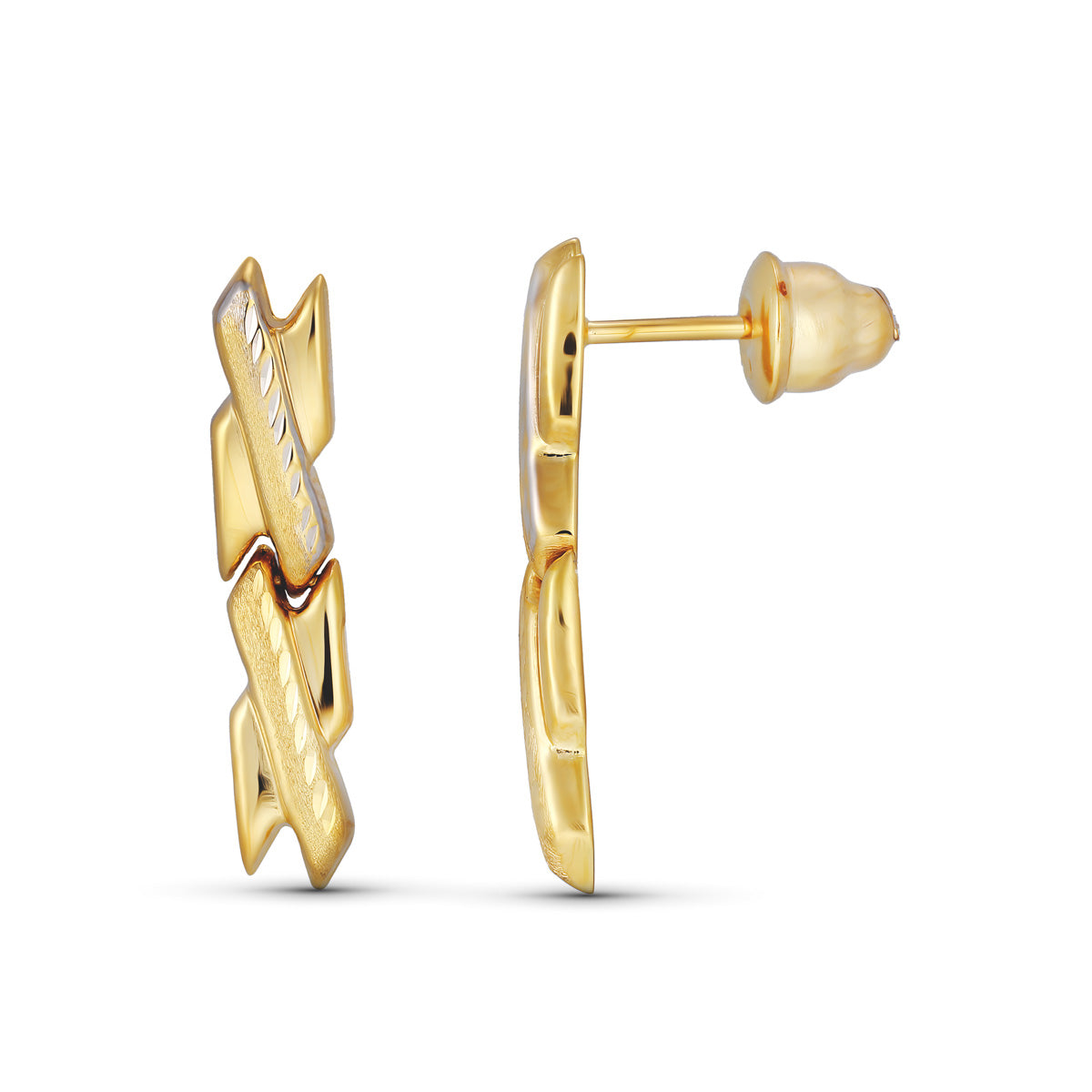 Boucles d'oreilles Sculptées en Or Jaune 18K Fermoir a Vis