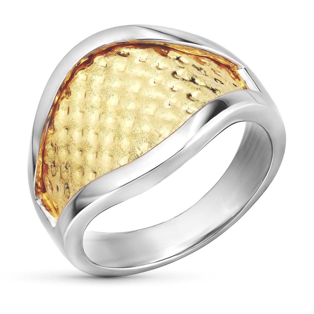 18K tvåfärgad guldring med briljant diamant bredd: 15 mm