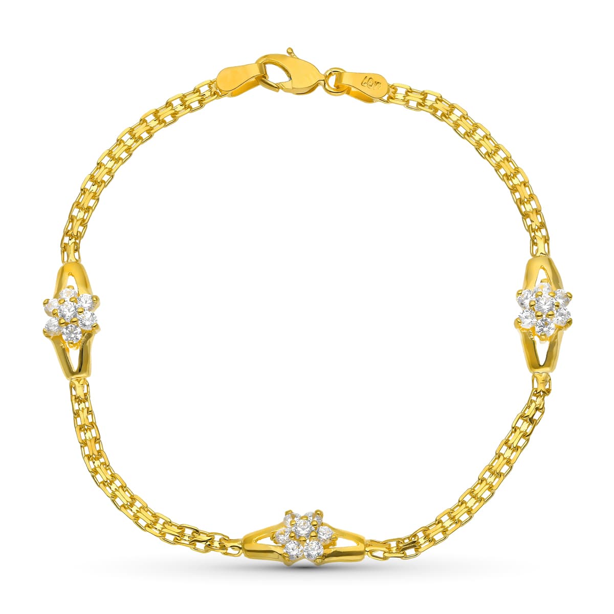Pulsera Comunión Circonitas Oro Amarillo 18K