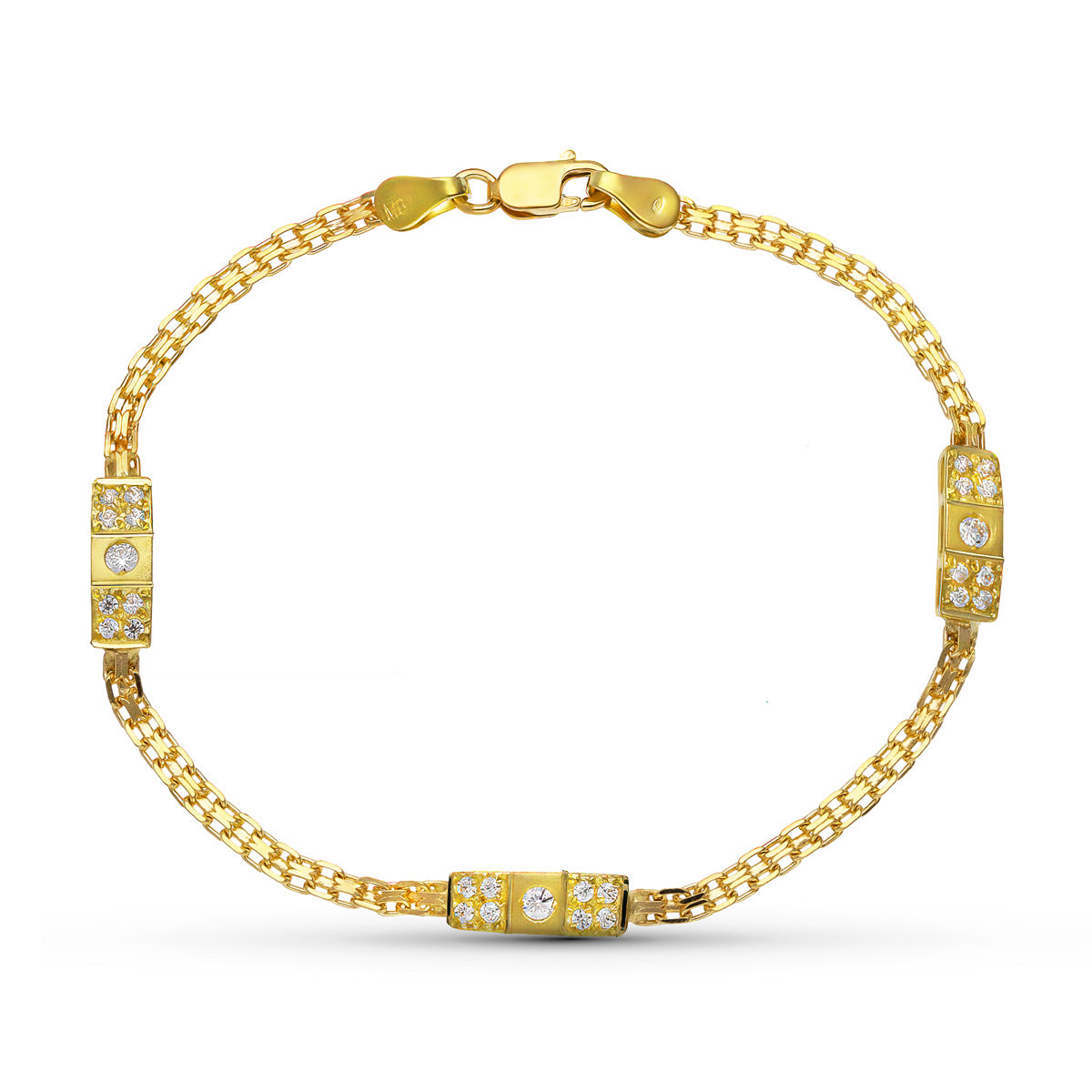 18K gul guld armbånd zirkoner