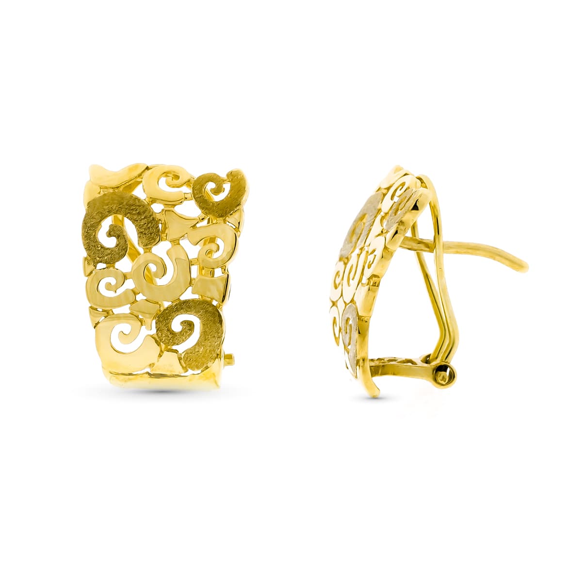 Pendientes Oro Amarillo 18K Patrones Calados 18X12 mm