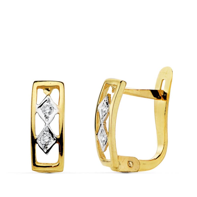 Pendientes de Oro Bicolor de 18K con Cierre Catalán