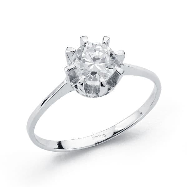 Zircone Solitaire Or Blanc 18K 5 mm