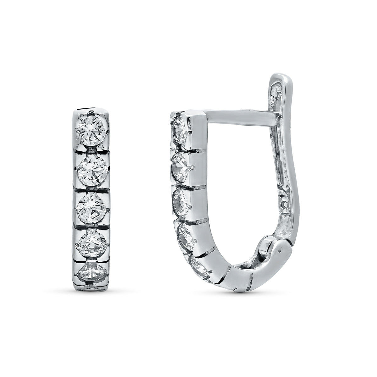 18K White Gold Zirconia Hinged Earrings