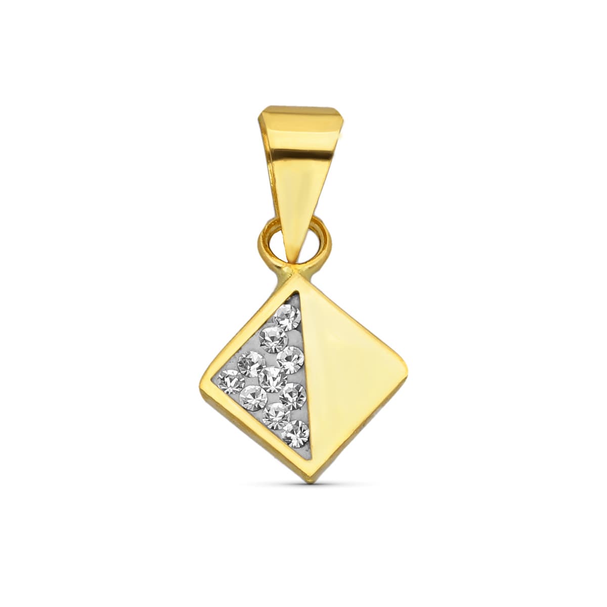 Pendentif Or Jaune 18K Zircon Carrés 10X7 mm