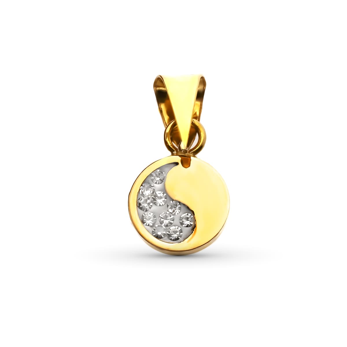 18K Gulguld Vedhæng Rund Zirkon 9X6 mm