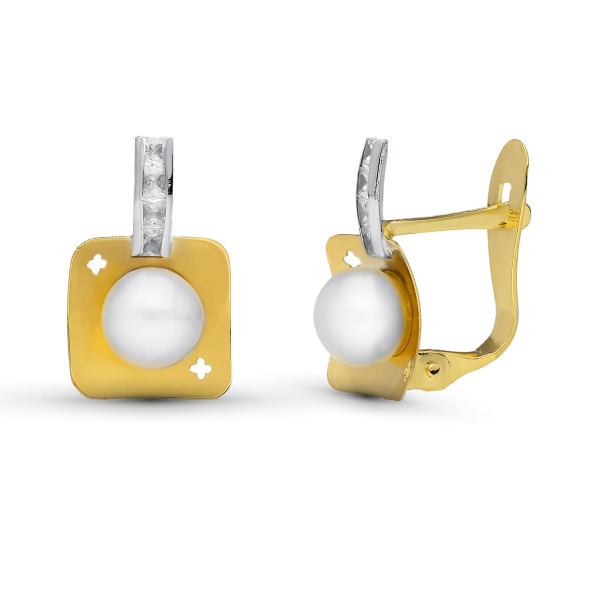 Pendientes de Perlas de Oro de 18K con cierre Catalán