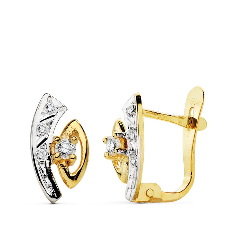 Pendientes Oro 18K Circonitas Cierre Catalán