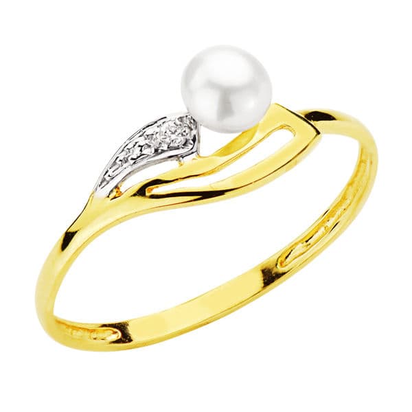 18K gult gullring med zirkon og 4MM perlebredde: 7 mm