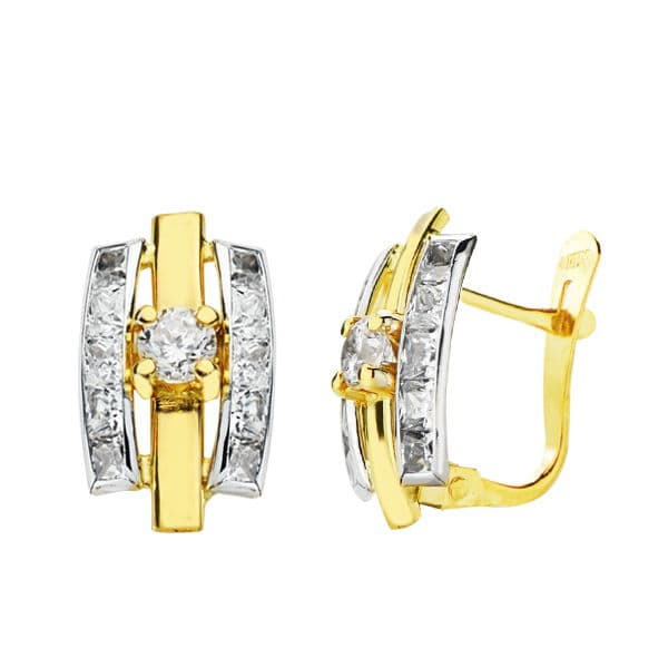 Pendientes Oro 18K Circonitas Cierre Catalán