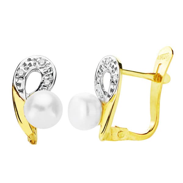 18K Boucles d'oreilles Perle en Or 4.50MM Fermoir Catalan