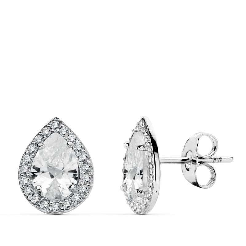 18K Boucles d'oreilles Zircon en Or BLANC10X8MM Fermoir Poussettes Papillon