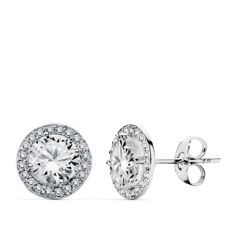 Pendientes Oro Blanco 18K Cierre Mariposa Push 9MM