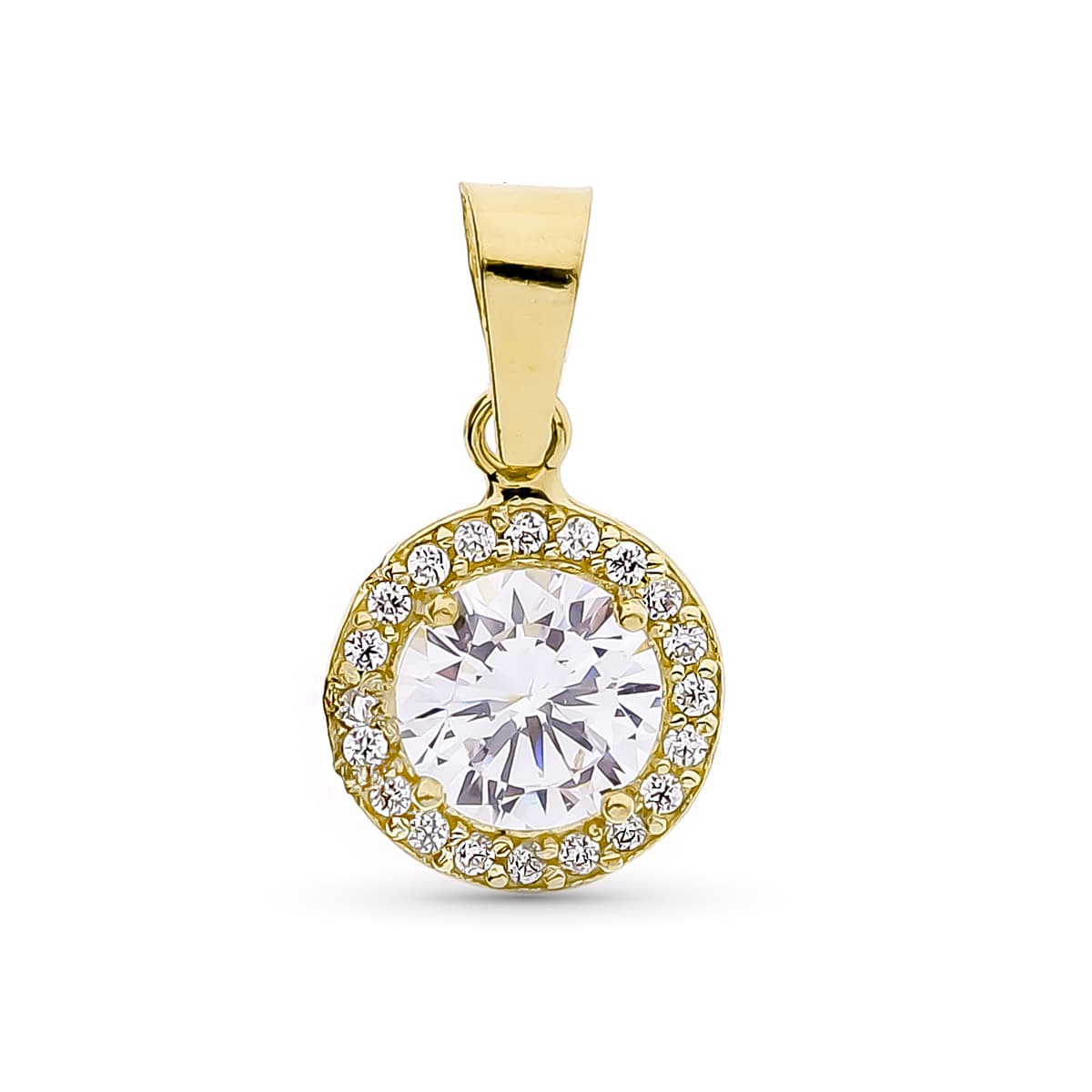 18K Pendentif Ronde Oxyde de Zirconium en Or Jaune 7 mm