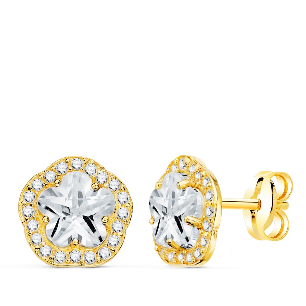 18K guld øreringe 9X9MM