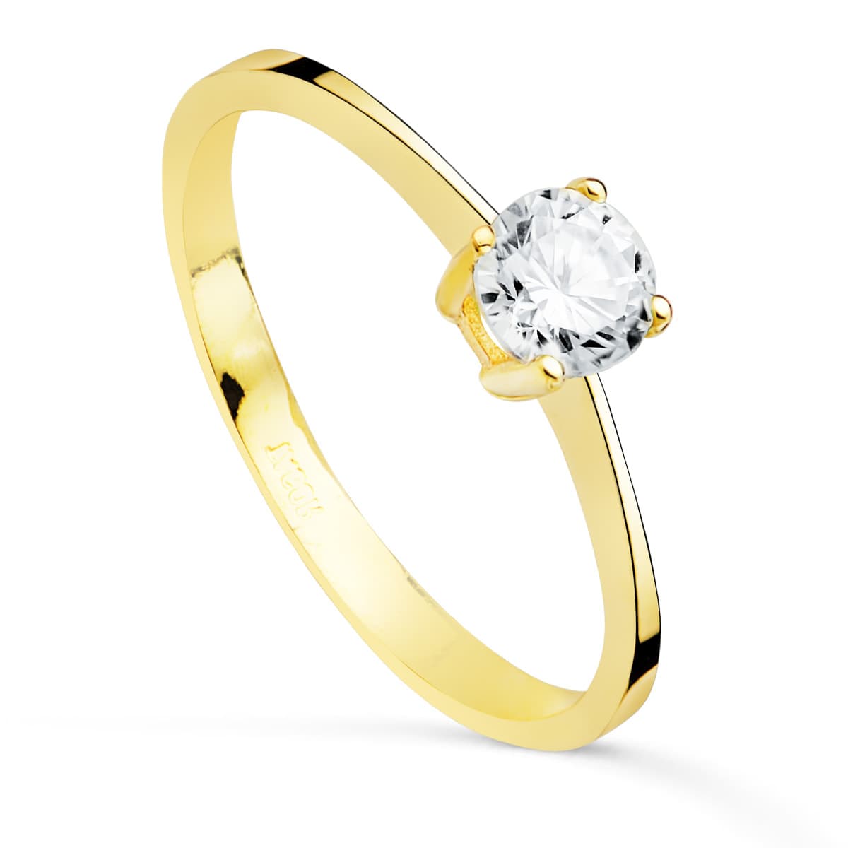 18K Bague Zircon en Or 5.00MM