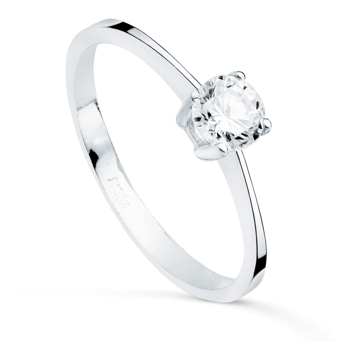 18K Vitguld Zirkon Ring 5MM