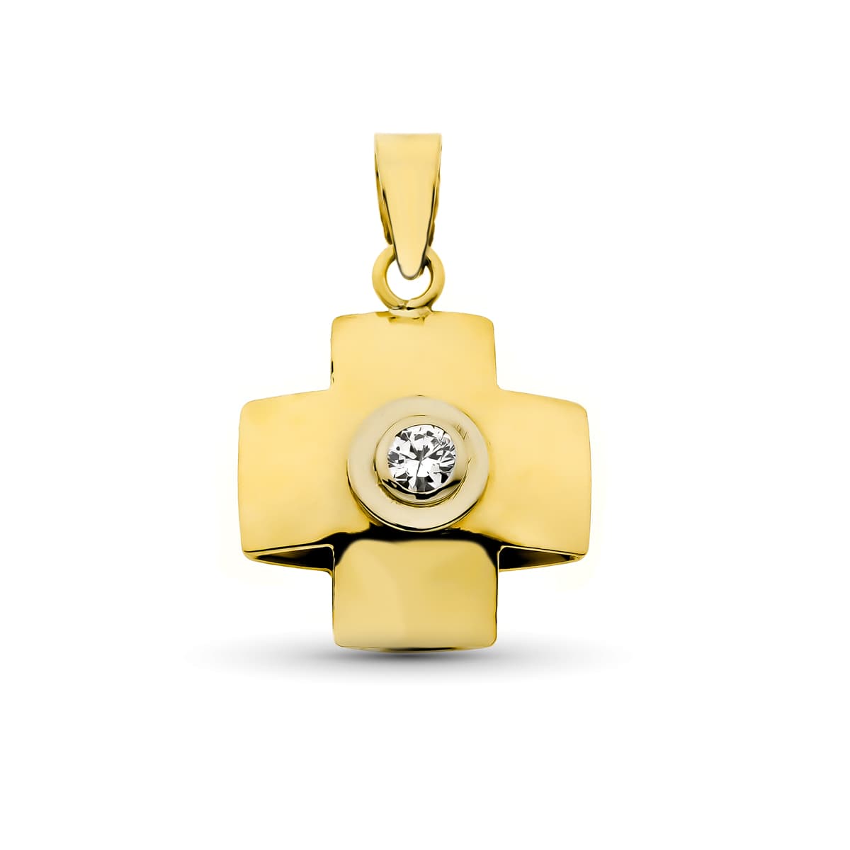 Croix Or Jaune 18K avec Zircone 18X15 mm
