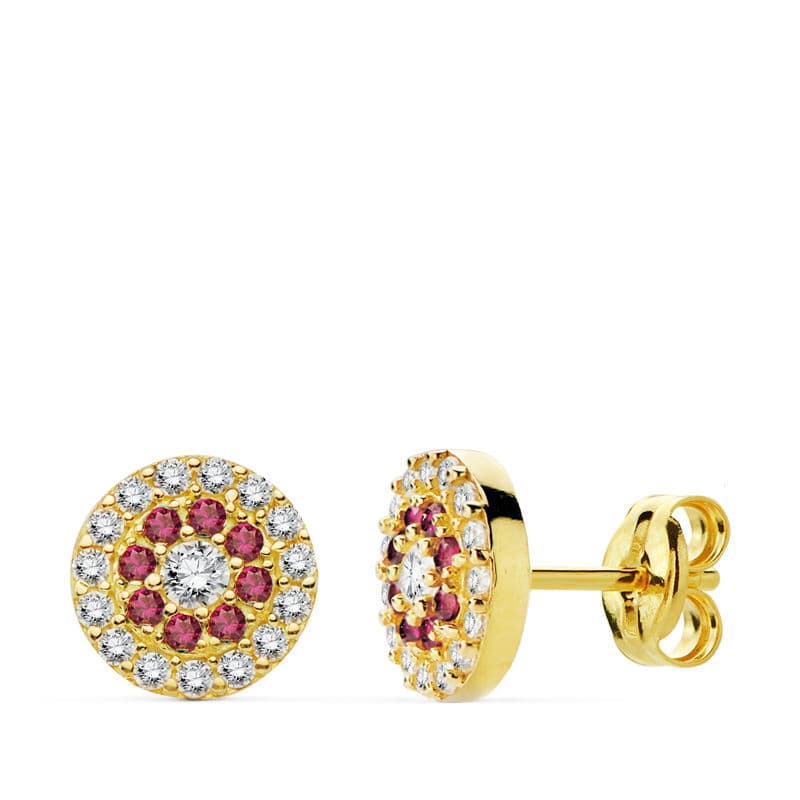 18K Boucles D´oreille en Or RED.7.00 M/m Zircon Whit Otas- Color Fermoir Poussettes Papillon