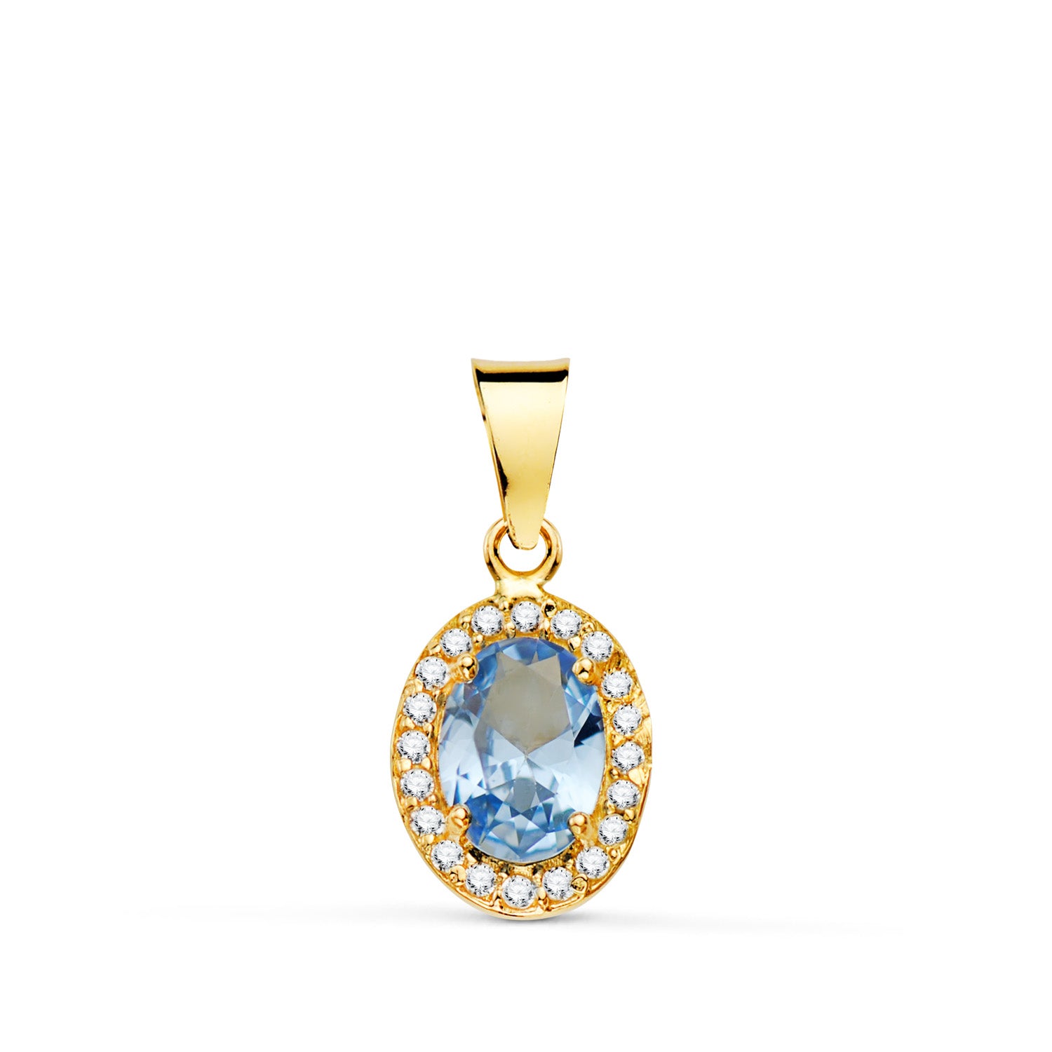 Pendentif Eau de Mer Ovale Or Jaune 18K avec Zircone 12X8MM