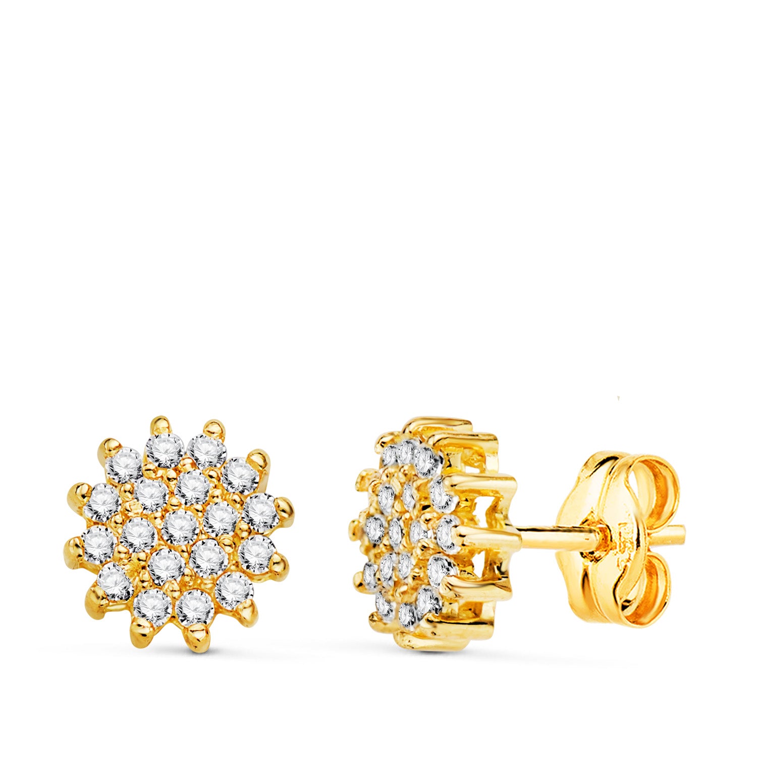 18K gul guld øreringe med Cubic Zirconia sten Størrelse: 8 x 7,5 mm snap lukning