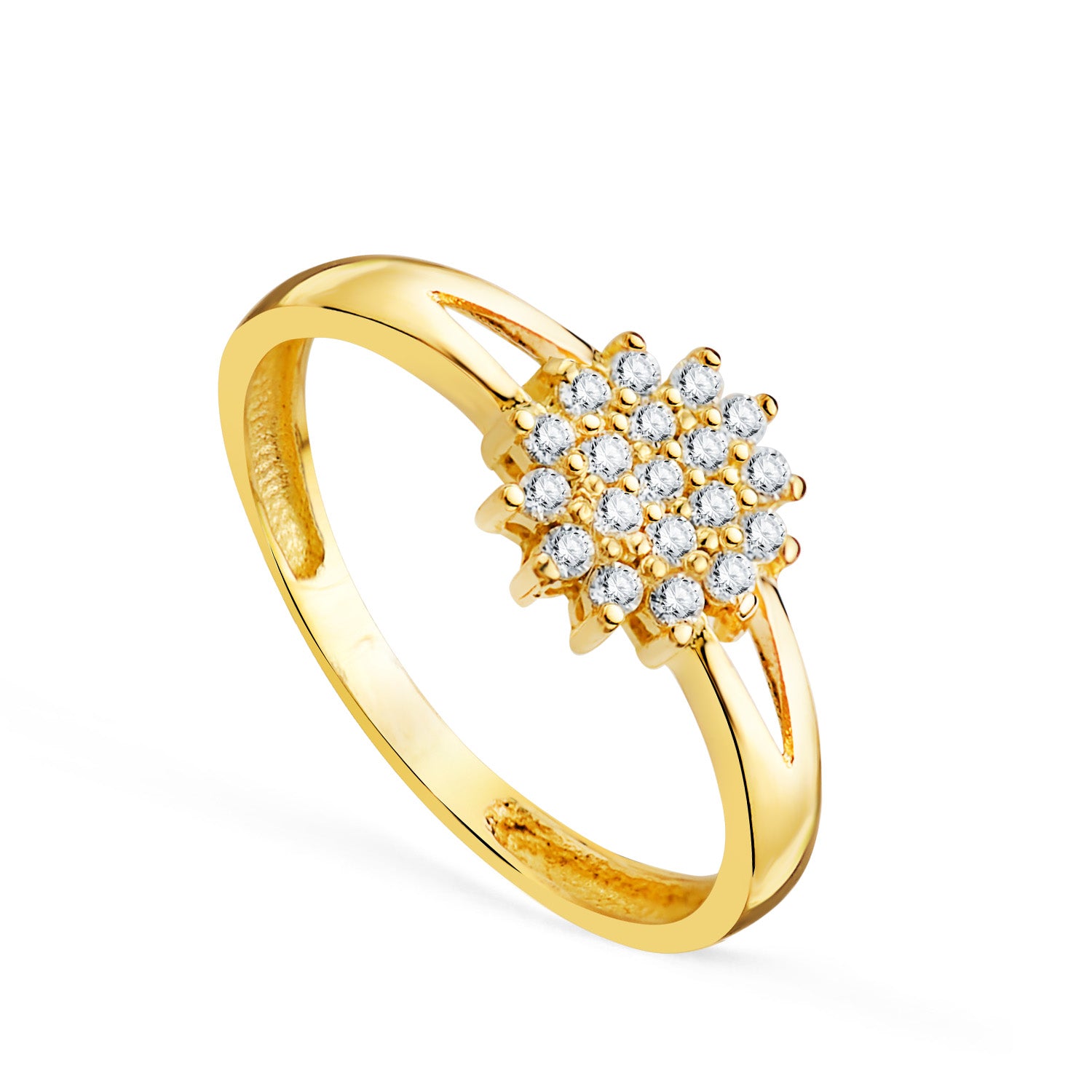 Ring i 18K gult guld med zirkoner 7,5 mm Kroppsbredd 2 mm