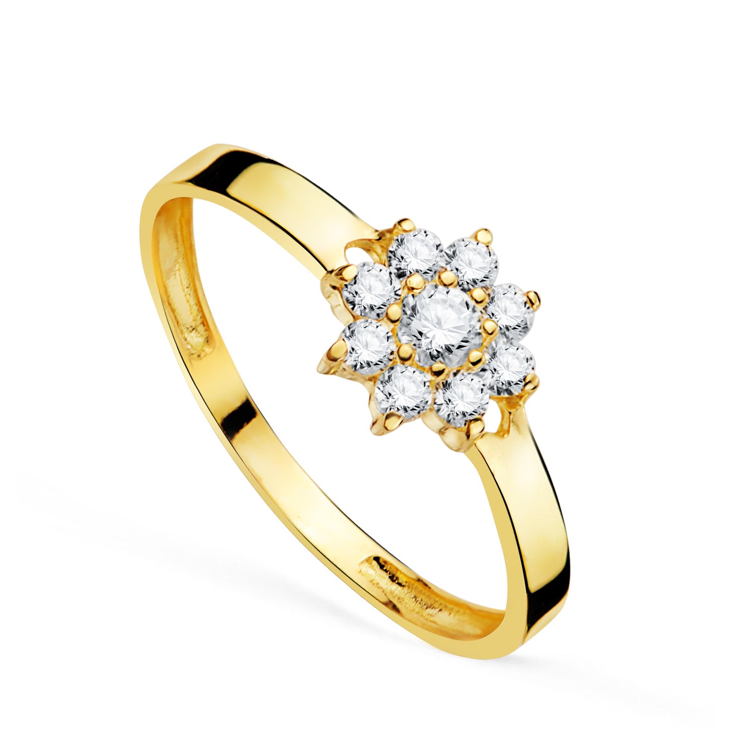 18K gul guldring med 7MM Zirconias kropsbredde 2MM