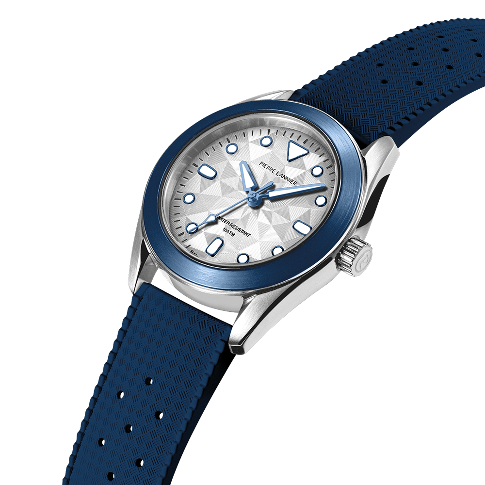 Montre mixte Pierre Lannier BORA 207K126 – cadran argenté bracelet caoutchouc bleu – vue 2