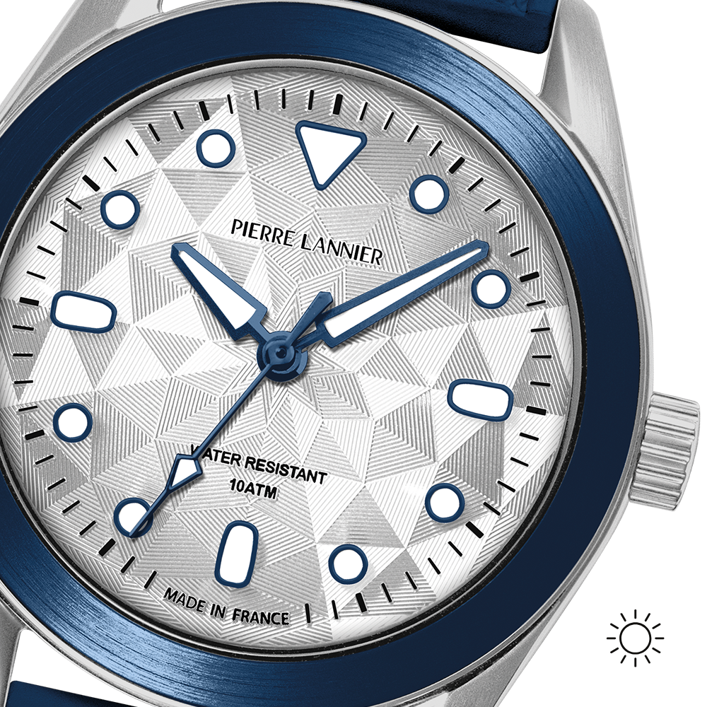 Montre mixte Pierre Lannier BORA 207K126 – cadran argenté bracelet caoutchouc bleu – vue 6
