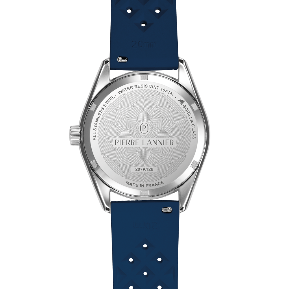 Montre mixte Pierre Lannier BORA 207K126 – cadran argenté bracelet caoutchouc bleu – vue 8