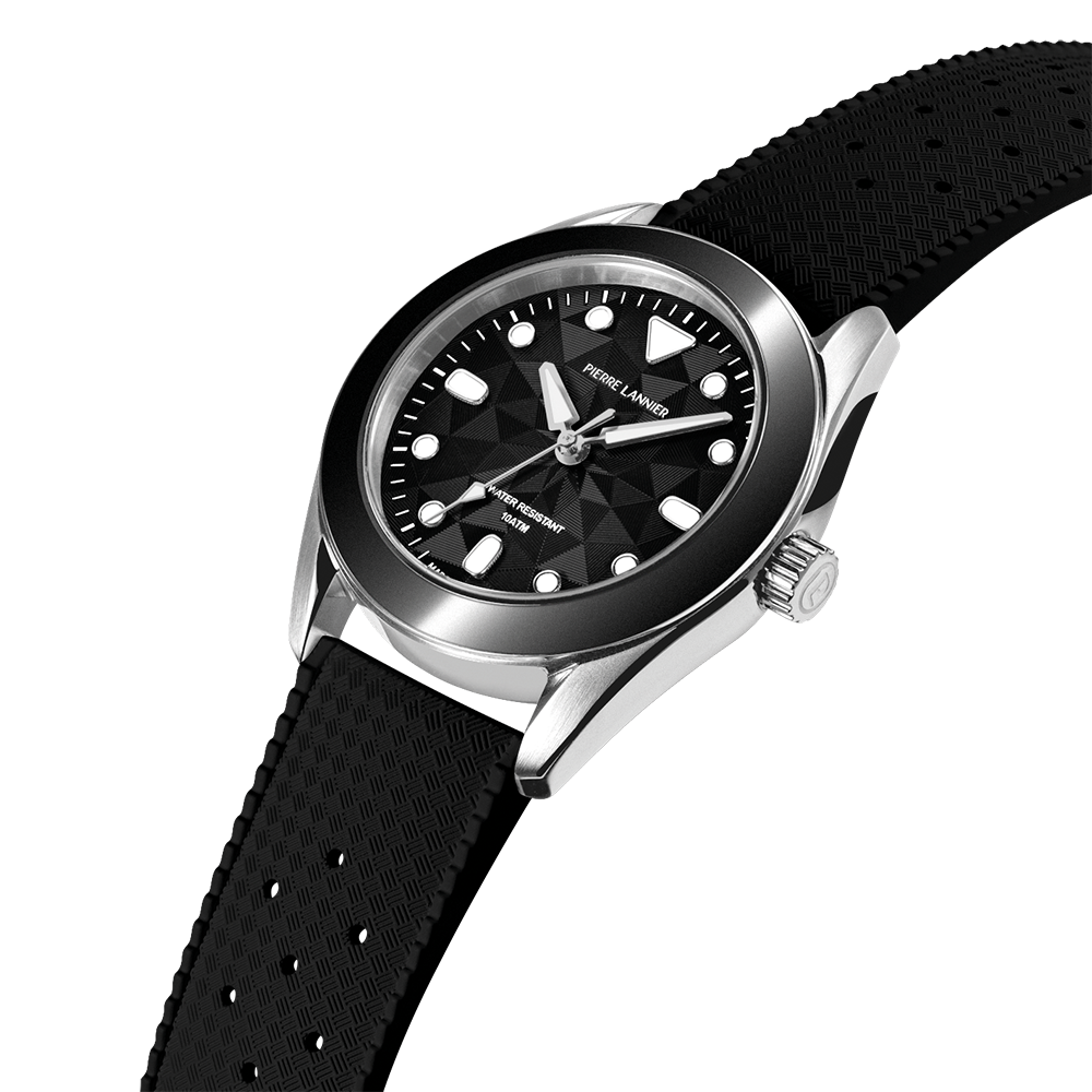 Montre mixte Pierre Lannier BORA 207K133 – cadran noir bracelet caoutchouc noir – vue 4